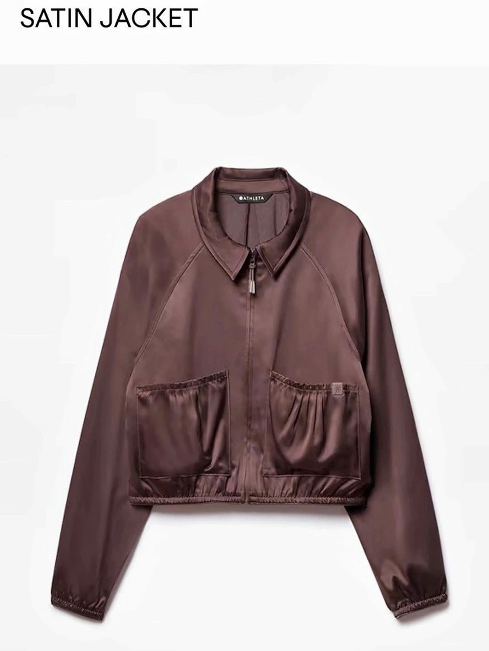 Athleta Girl SET! Pleat Perfect Satin Jacket Satin Bomber Jacket in Brown & pant
